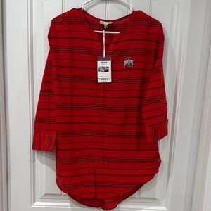 Women's Red Striped OSU Ohio State Tunic Top